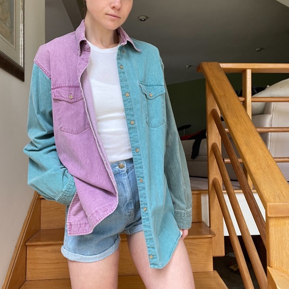 Colorblocked button down - Picture 3 of 3